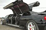 Chauffer stretched black Ferrari F1 360 limo hire in the UK with jet doors.