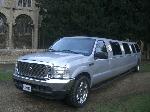 Chauffeur stretch Jeep 4x4 limo 16 seater in East of England, Peterborough, Huntingdon, Stanford, King's Lynn, Norwich, Great Yarmouth, Lowestoft, Wisbech, Spalding, Cambridge, Cambridgeshire, Bedford, Bedfordshire, Newmarket, Bury St Edmunds, Suffolk, Norfolk, Lincolnshire, Northampton, Northamptonshire, Kettering, Leicester and Sudbury.