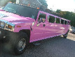 Chauffeur stretch pink Hummer H2 limousine hire in Bristol, Gloucester, Cheltenham, Cardiff, Wales, Weston Super Mare, and Bath.