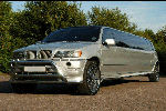 Chauffeur stretched silver BMW X5 limousine hire in Birmingham, Dudley, Wolverhampton, Walsall, Midlands.