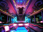 Chauffeur driven Party Bus limo hire interior in UK