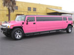 Chauffeur stretched pink Hummer H2 limo hire in Newcastle, Sunderland, Durham, and North East