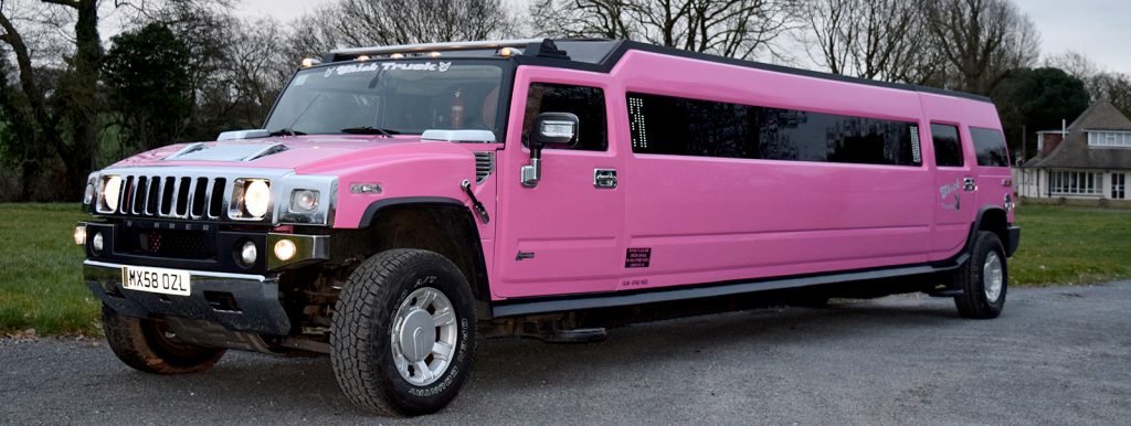 Pink Hummer H2 limousine for a 16-strong hen party